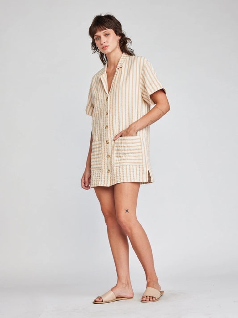 Anthropologie NWT Self Contrast Ozel Mini Shirt Dress MSRP $145